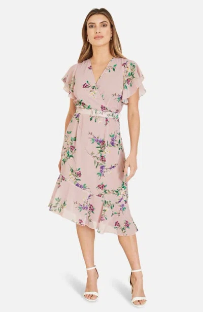 Yumi Midi Dress With Frill Details In Pink