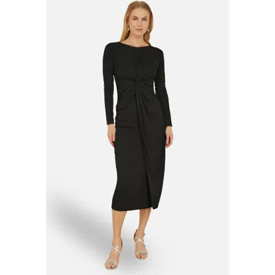 Yumi Midi Fitted Stretch Dress In Black
