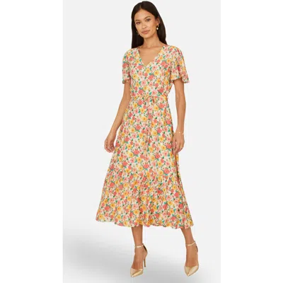 Yumi Midi Tea Dress In Multi