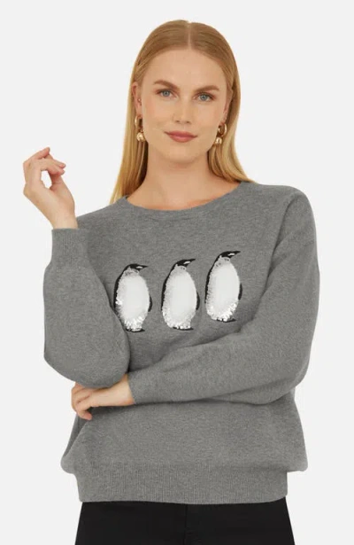 Yumi Penguin Knitted Jumper In Grey