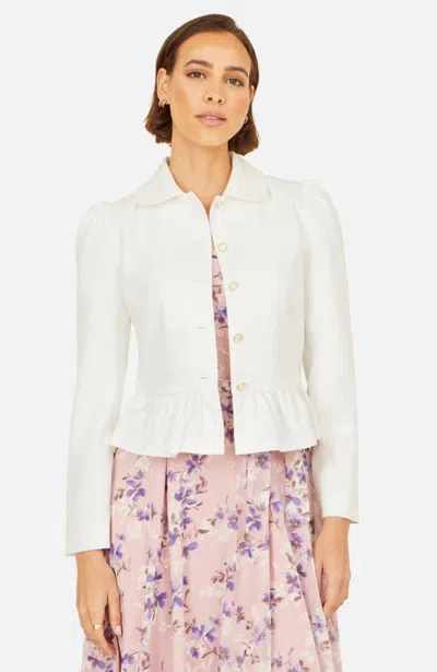 Yumi Peplum Fitted Jacket In White