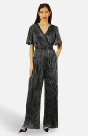 Yumi Pleated Jumpsuit With V-neck In Black