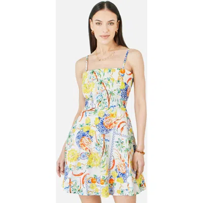 Yumi Print Cotton Mini Sun Dress In Multi