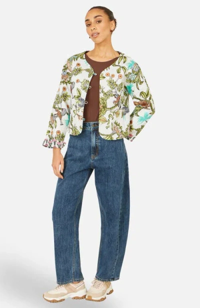 Yumi Print Reversible Cotton Jacket In White