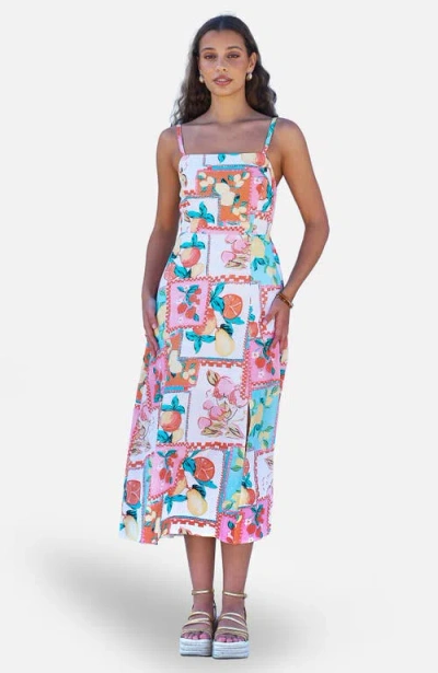 Yumi Printed Midi Sun Dress In Multi