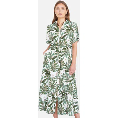 Yumi Relaxed Boho Print Maxi Shirt Dress In Green