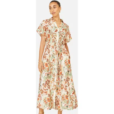 Yumi Relaxed Boho Print Maxi Shirt Dress In Multi