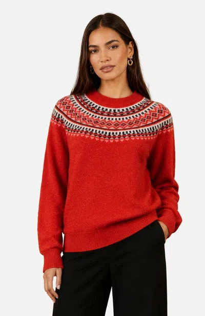 Yumi Relaxed Fairisle Jumper In Red