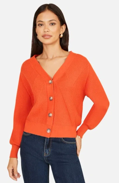 Yumi Relaxed Fit V-neck Cardigan In Orange