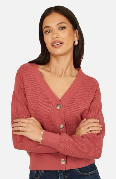 Yumi Relaxed Fit With Stitch Detail Cardigan In Pink