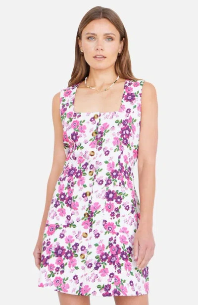 Yumi Retro Floral Cotton Pinafore Dress In Multi