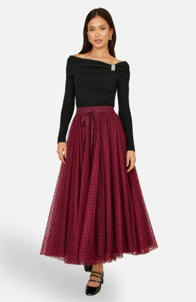 Yumi Rhinestone Diamante Bardot Neck Jumper In Black