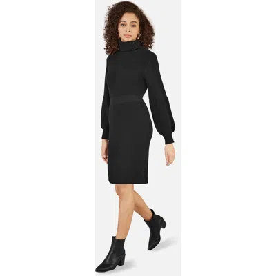 Yumi Roll Neck Knitted Dress In Black