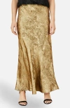 Yumi Satin Midi Skirt In Gold