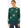 Yumi Sequin Applique Bow Sweater In Green