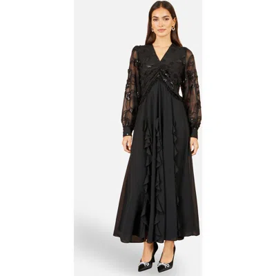 Yumi Sequin Bodice Maxi Dress In Black