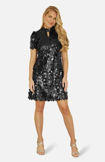 Yumi Sequin Keyhole Neck Tunic Dress In Multi