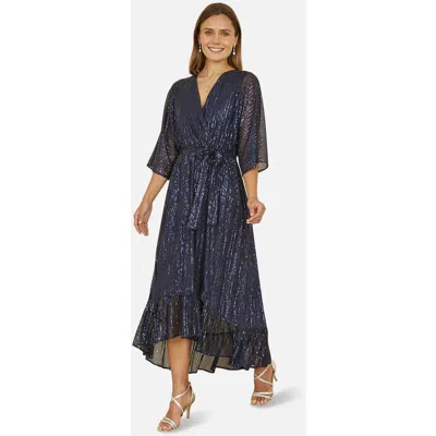 Yumi Sequin Kimono Midi Wrap Dress In Blue