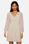 Yumi Sequin Tunic Dress With Tie Back In White