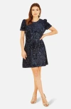 Yumi Sequin Tunic Mini Dress In Blue