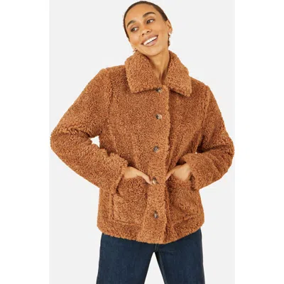 Yumi Short Teddy Bear Jacket In Brown