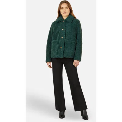 Yumi Short Teddy Bear Jacket In Green