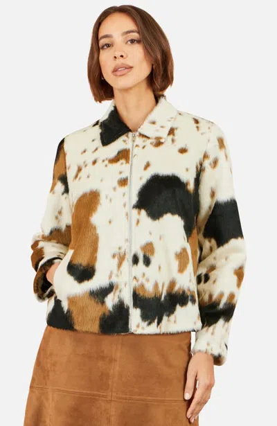 Yumi Signature Zip Front Statement Jacket In Multi