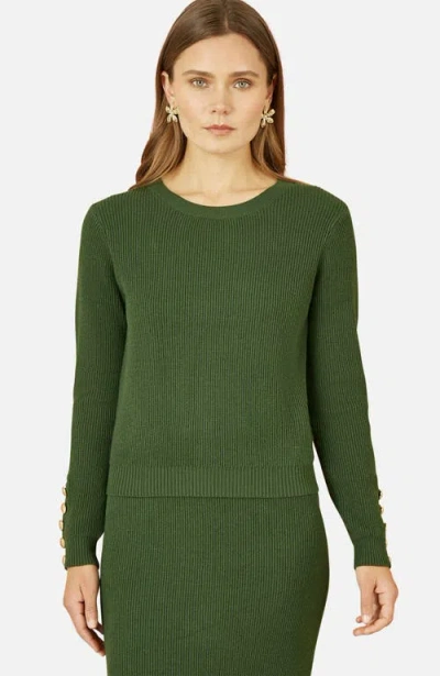 Yumi Sleeve Button Detail Jumper In Green