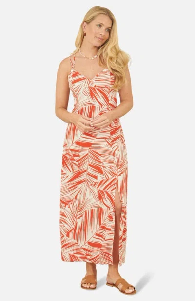 Yumi Sleeveless V-neck Cross Back Maxi Dress In Multi