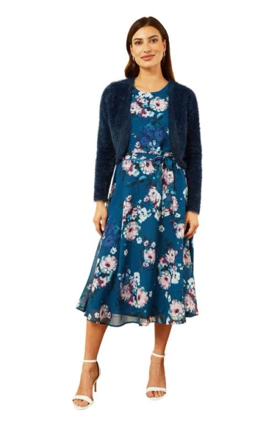 Yumi Soft Eyelash Knit Bolero In Blue