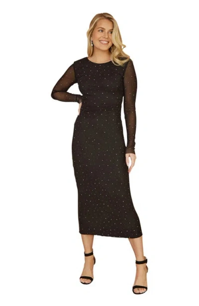 Yumi Sparkle Mesh Bodycon Midi Dress In Multi