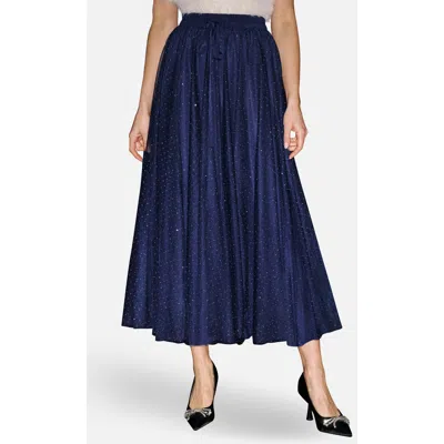 Yumi Sparkle Print Mesh Maxi Skirt In Blue