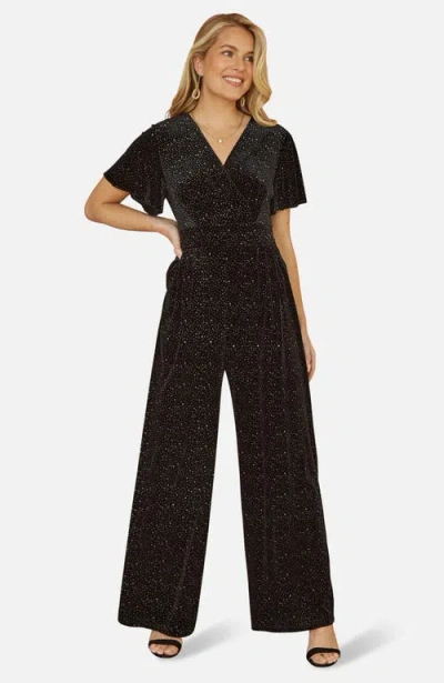 Yumi Sparkle Velvet Jumpsuit In Black