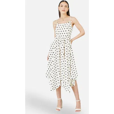 Yumi Square Neck Hankerchief Hem Dress In White