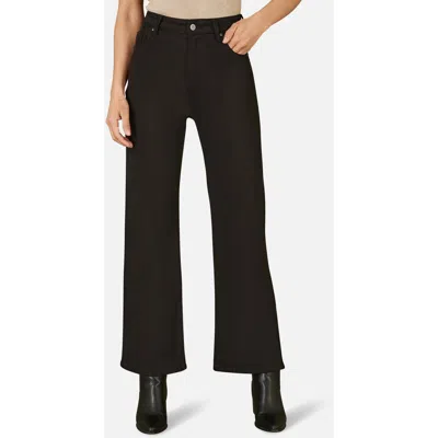 Yumi Stretch Canvas Wide Leg High Waist Jeans In Black