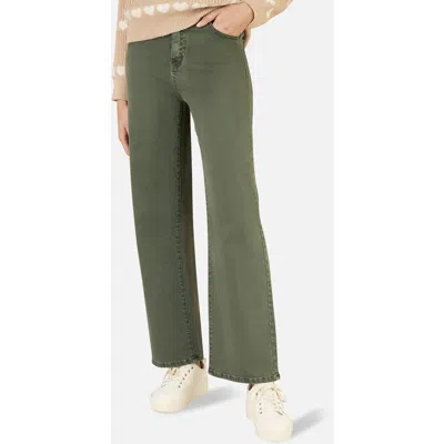 Yumi Stretch Canvas Wide Leg Jeans In Green
