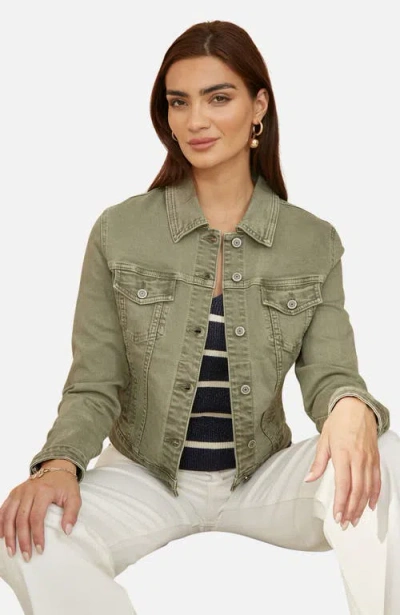Yumi Stretch Cotton Denim Jacket In Green