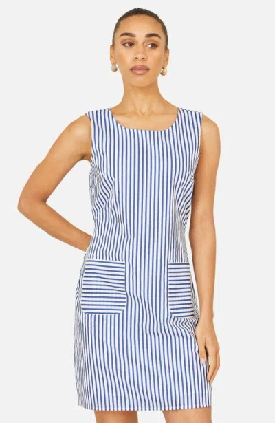 Yumi Stripe Cotton Shift Dress In Blue