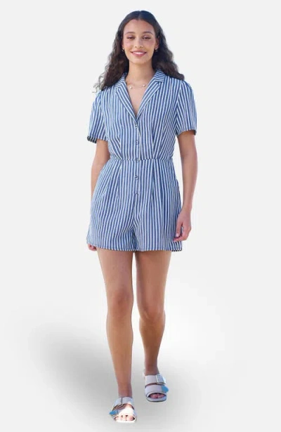 Yumi Stripe Retro Playsuit In Blue