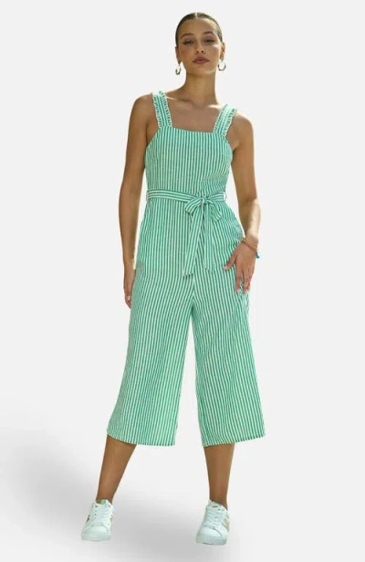 Yumi Stripe Strappy Jumpsuit In Green