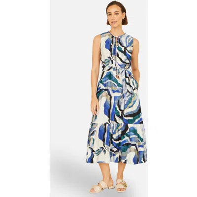 Yumi Swirl Print Midi Dress In Blue