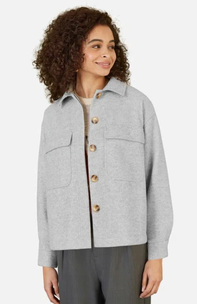 Yumi Textured Finish, Patch Pockets Shacket In Gray