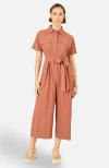 Yumi Utility Relaxed Fit Jumpsuit In Brown