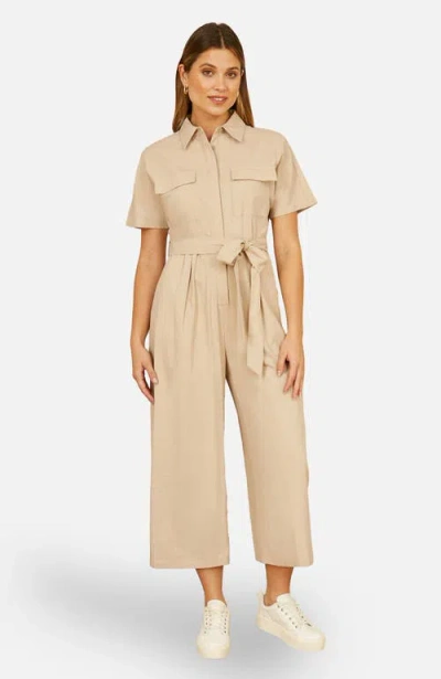 Yumi Utility Relaxed Fit Jumpsuit In Neutral