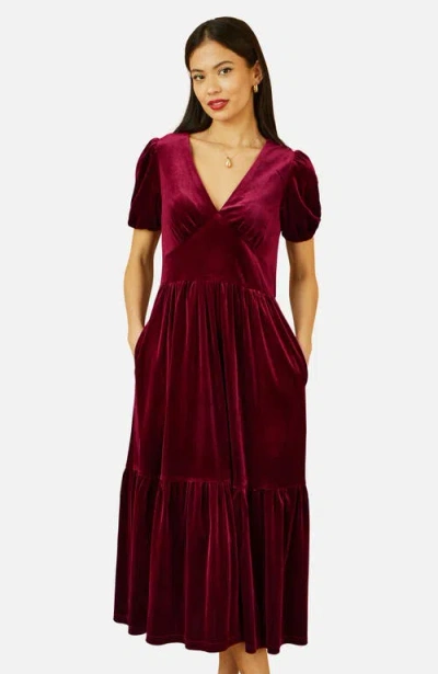 Yumi Velvet Midi Dress In Multi