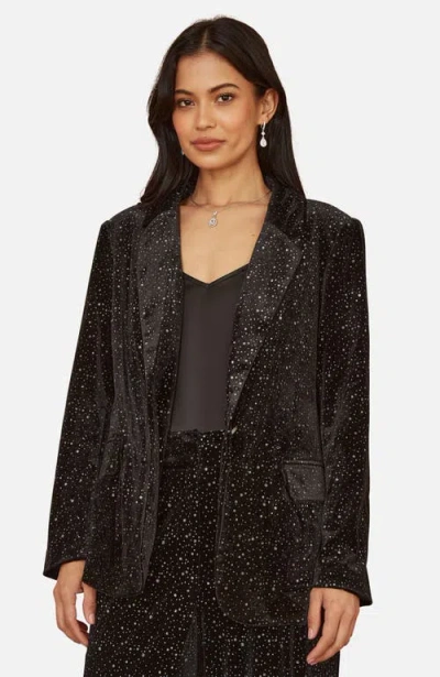 Yumi Velvet Sparkle Oversize Blazer In Black