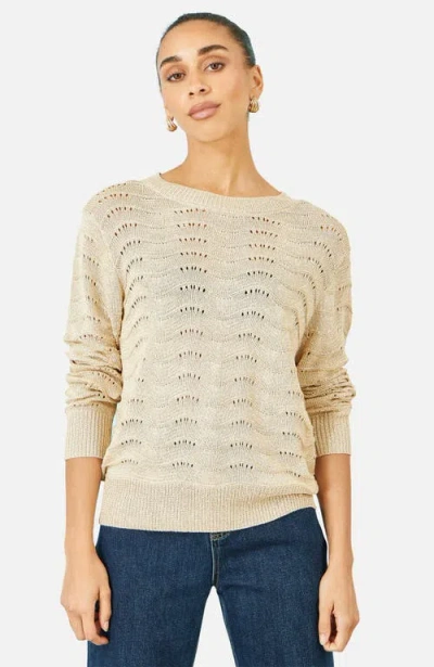 Yumi Wave Metallic Thread Relaxed Jumper In White