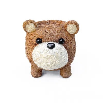 Yumi Weaves Brown Bear Plant Pot And Desk Organiser