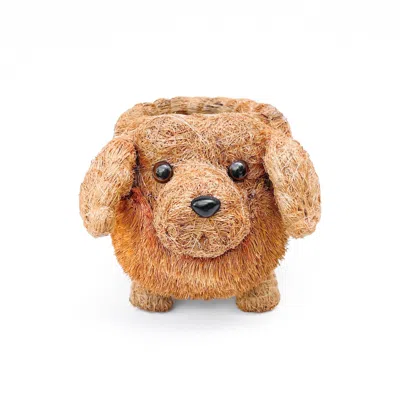 Yumi Weaves Brown Golden Retriever Plant Pot And Desk Organiser