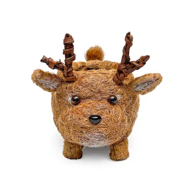 Yumi Weaves Brown Reindeer Plant Pot And Desk Organiser